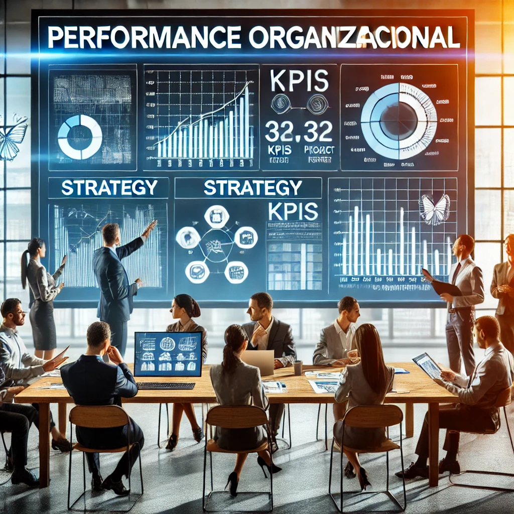 lousa mostrando performance organizacional da empresa com dados